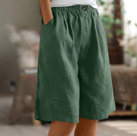 Women's Shorts Elasticated Waist Side Pockets Relaxed Fit Casual