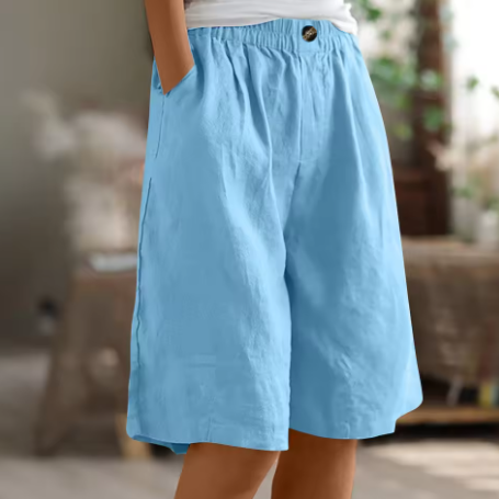 Women's Shorts Elasticated Waist Side Pockets Relaxed Fit Casual
