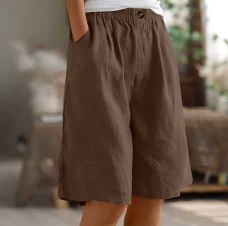 Women's Shorts Elasticated Waist Side Pockets Relaxed Fit Casual