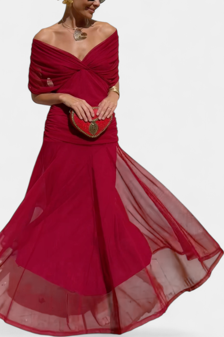 Floral Maxi Dress Women Soft Breathable Blend V Neck Flowing Fit