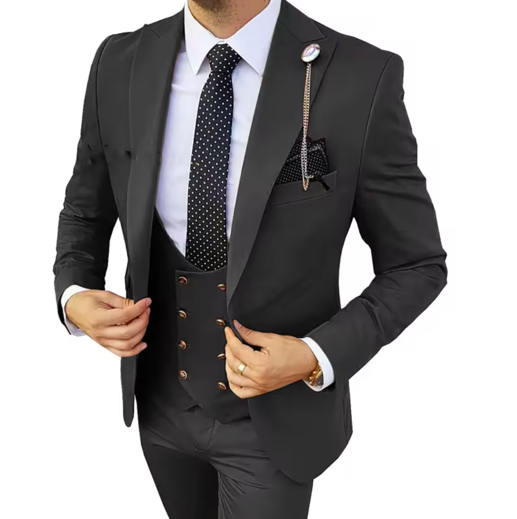Calderon / Men’s Single-Breasted Business Suit with Notched Collar