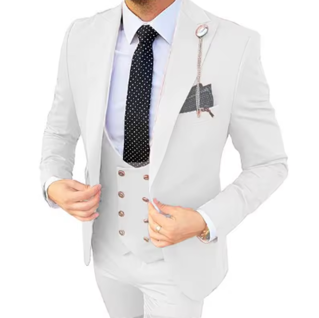 Calderon / Men’s Single-Breasted Business Suit with Notched Collar