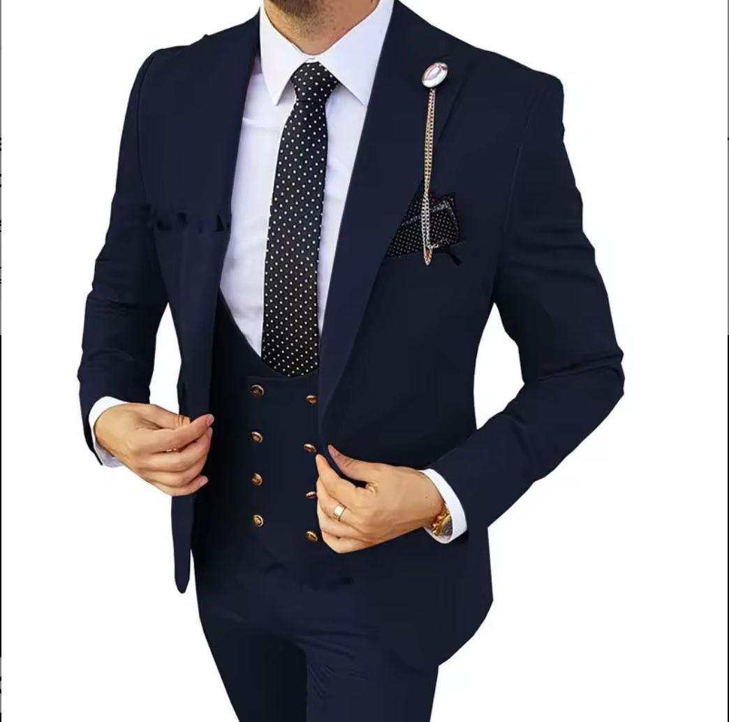 Calderon / Men’s Single-Breasted Business Suit with Notched Collar
