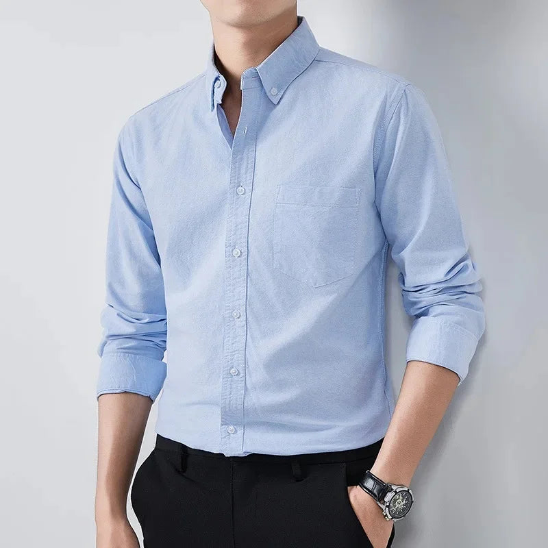 Noir / Men’s Navy Mandarin Collar Shirt