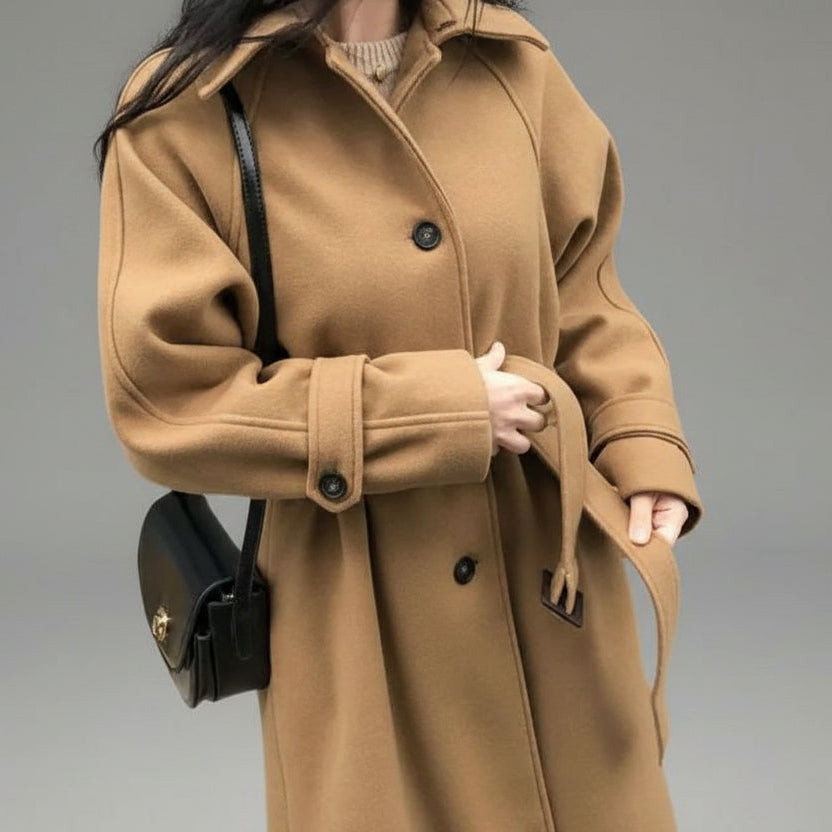 Maeva / Women’s Cotton-Blend Winter Coat with Polo Collar