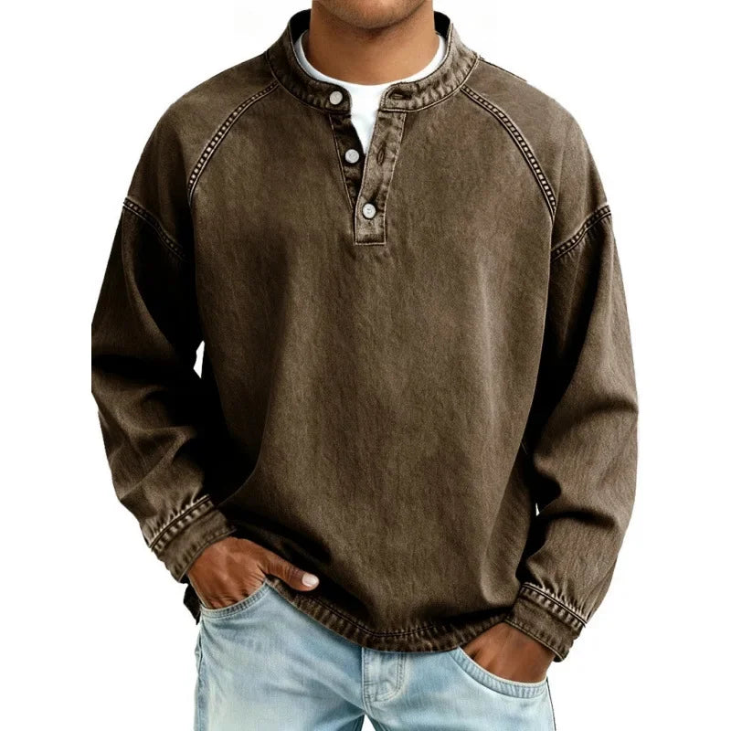 Leander | Men's Vintage Button Long-Sleeve Shirt