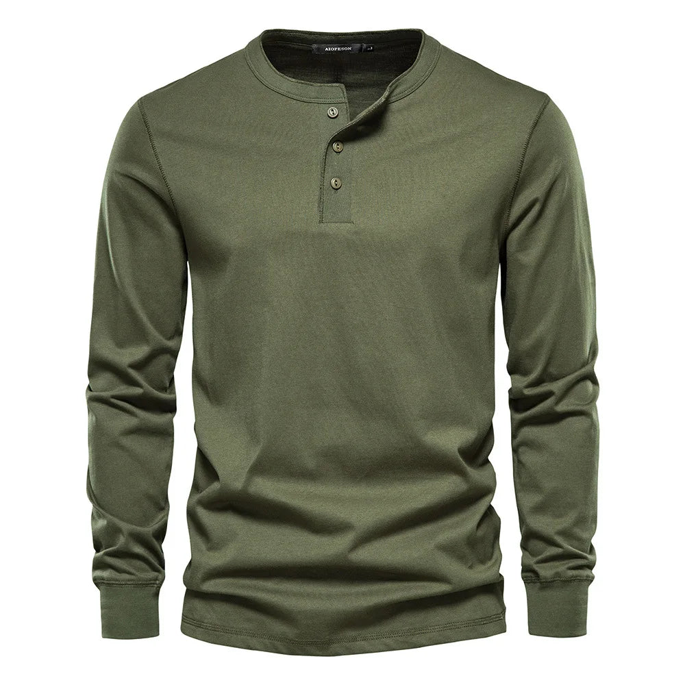 Lachlan | Men's Long-Sleeve Henley Shirt with Button Placket – original product photograph 4