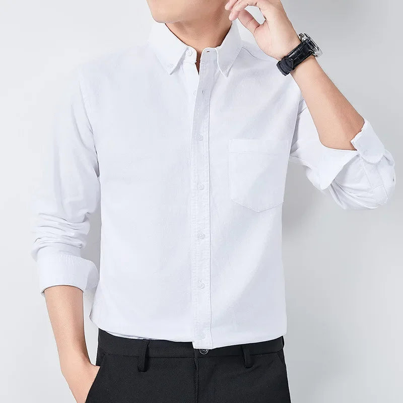Noir / Men’s Navy Mandarin Collar Shirt