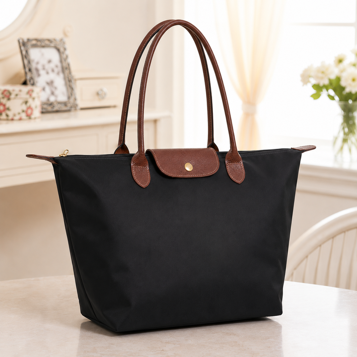 Women's Shoulder Bag Nylon Structured Tote Handles