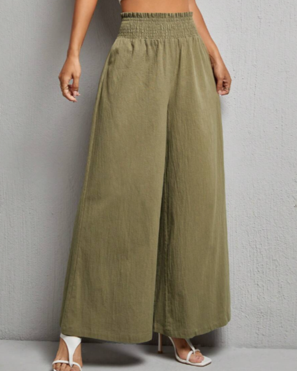 Women's Pants Linen Wide Leg Elastic Waist Flowing