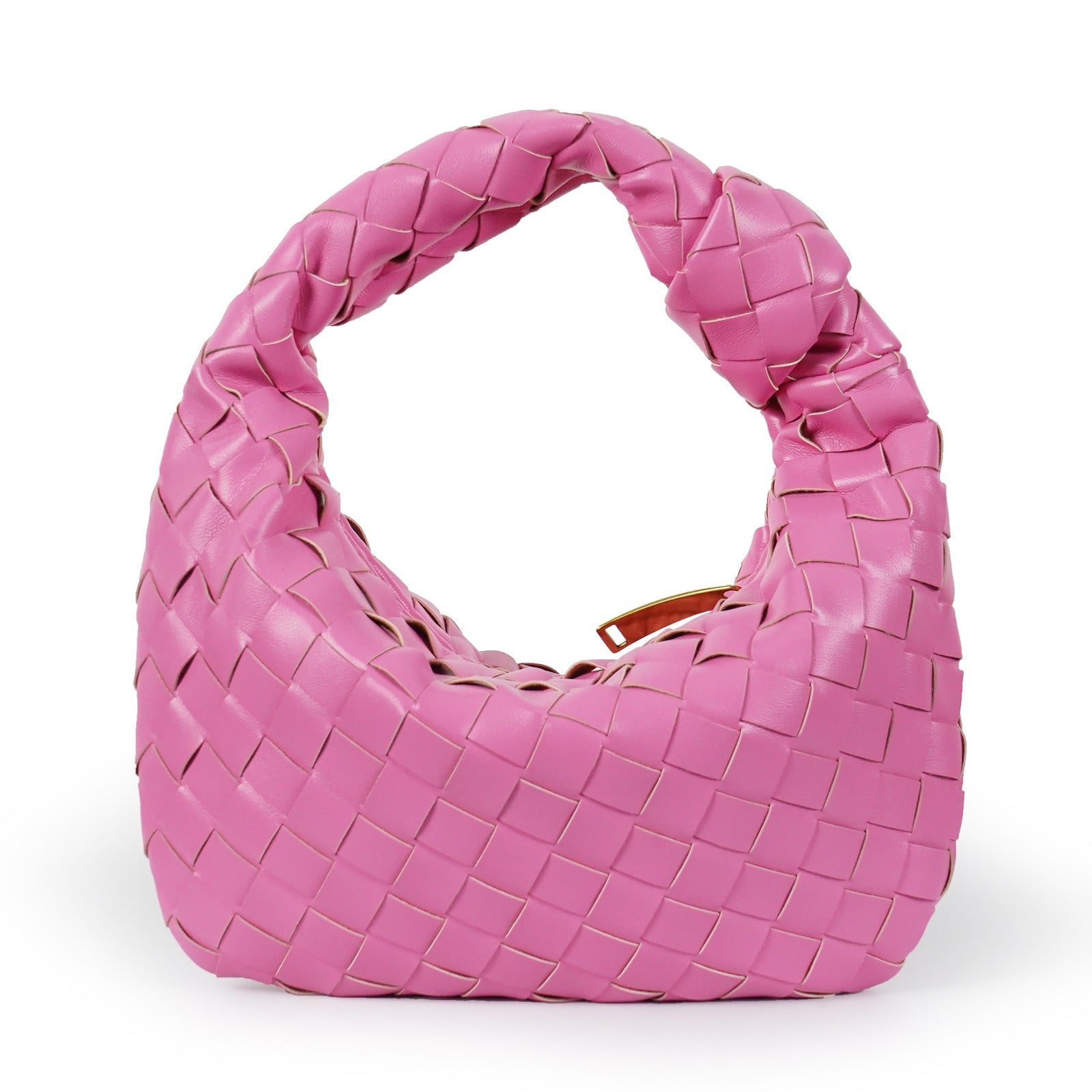 Women’s Woven Faux Leather Mini Bag with Crescent Shape, Integrated Handle and Zip Closure