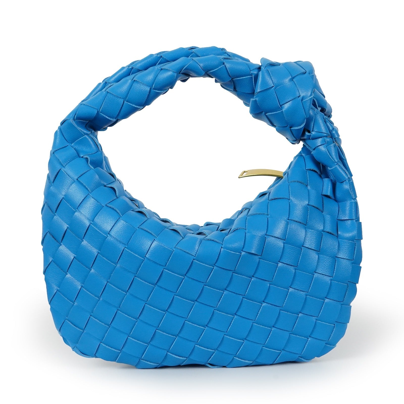 Women’s Woven Faux Leather Mini Bag with Crescent Shape, Integrated Handle and Zip Closure