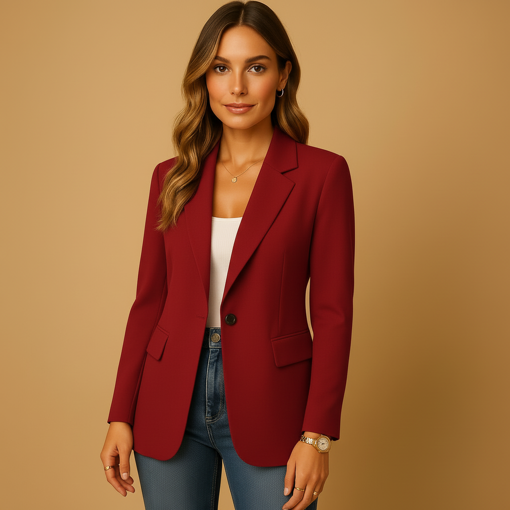 Women’s Tailored Single-Breasted Blazer with Single Button and Notch Lapels