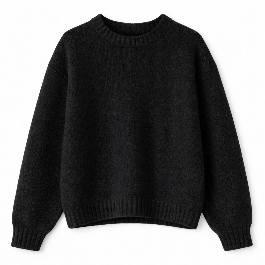 Pullover Sweater in Relaxed Knit with Round Neck