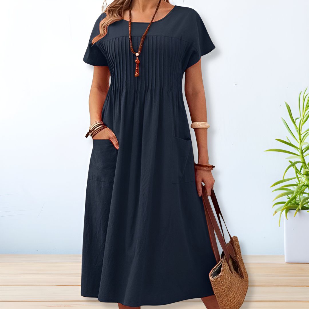 Relaxed Fit Dress Women Cotton Short Sleeve