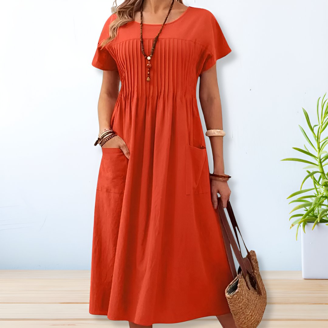 Relaxed Fit Dress Women Cotton Short Sleeve