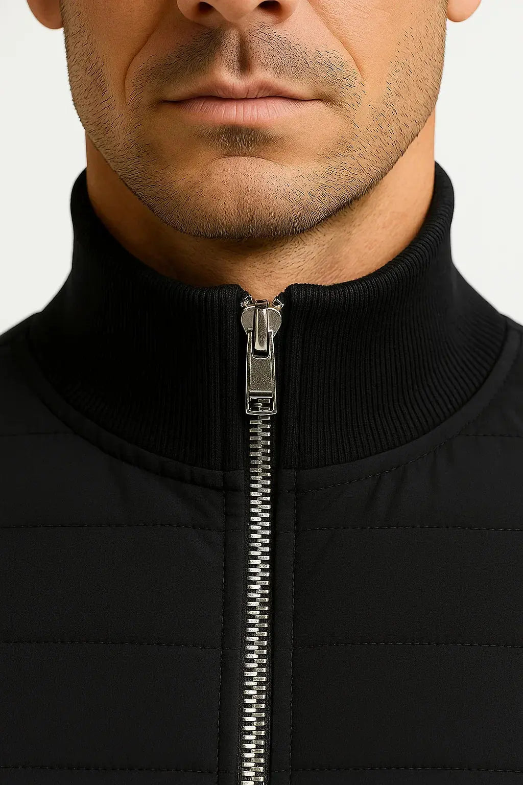 Bram | Men's Hybrid Quilted Jacket with Knitted Sleeves - original photo 2