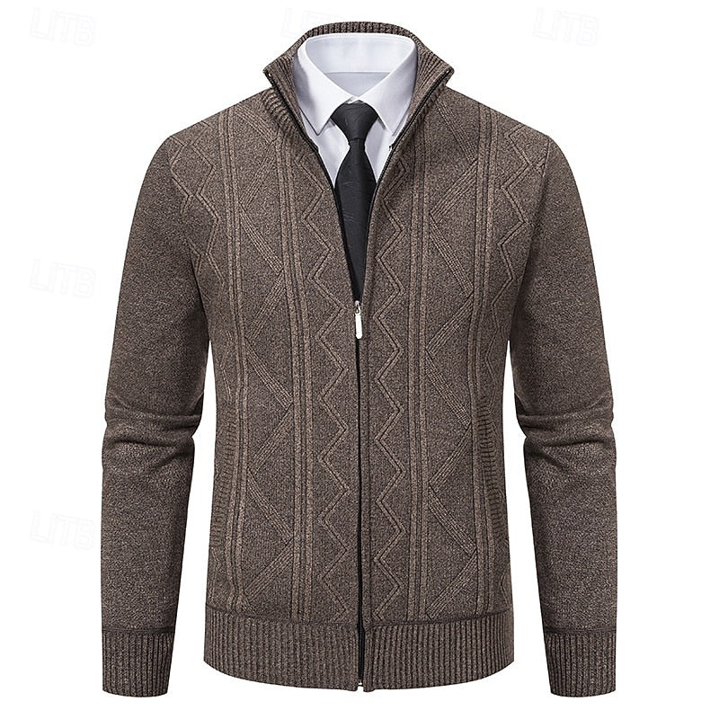 Lucian | Men's Textured Stand-Collar Zip Cardigan