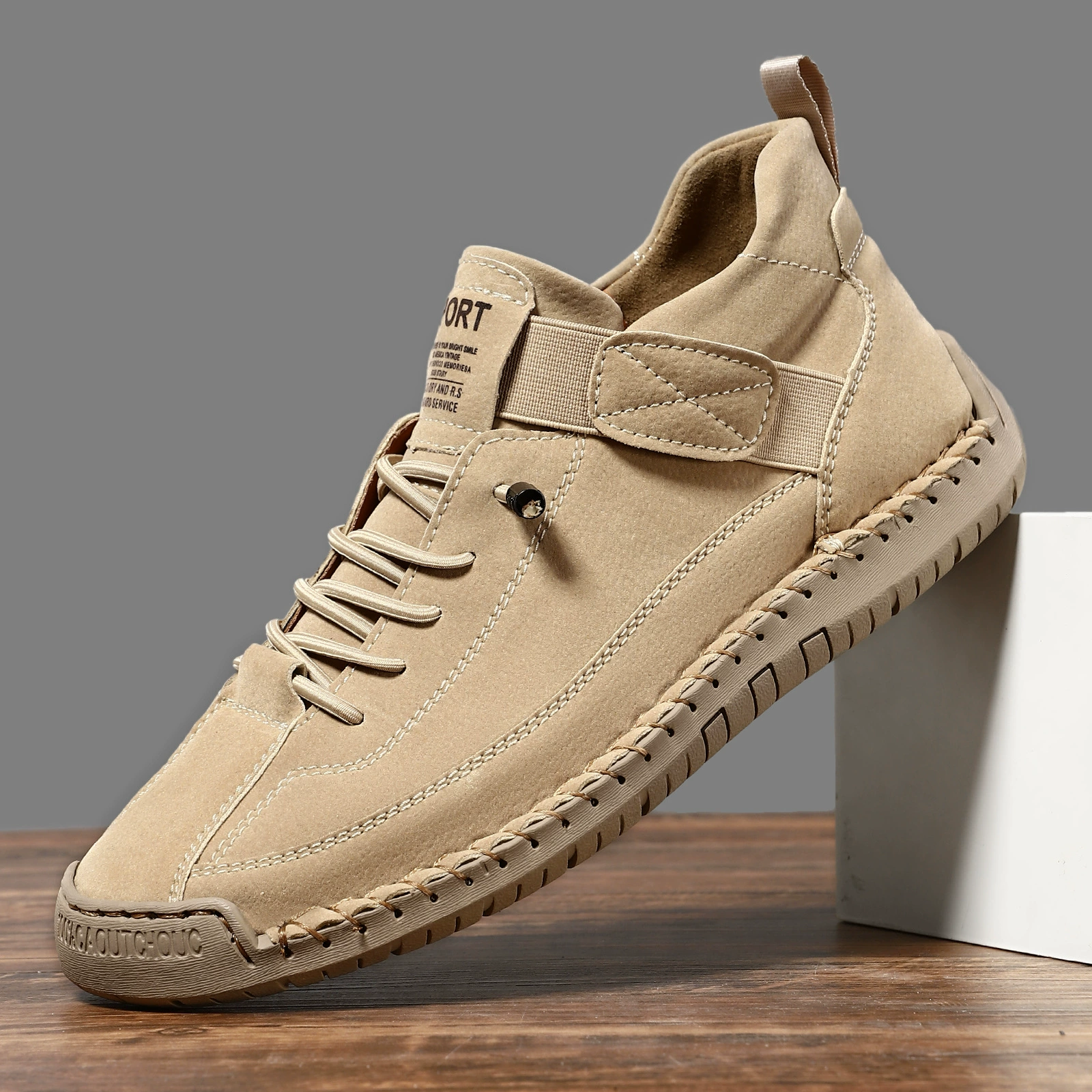 Women Sneaker Leather Slip On Cushioned Wide Fit