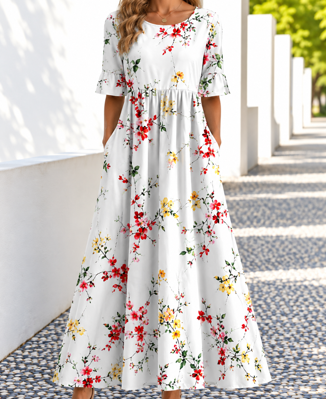 Ophelia | Women's Printed Floral Midi Dress