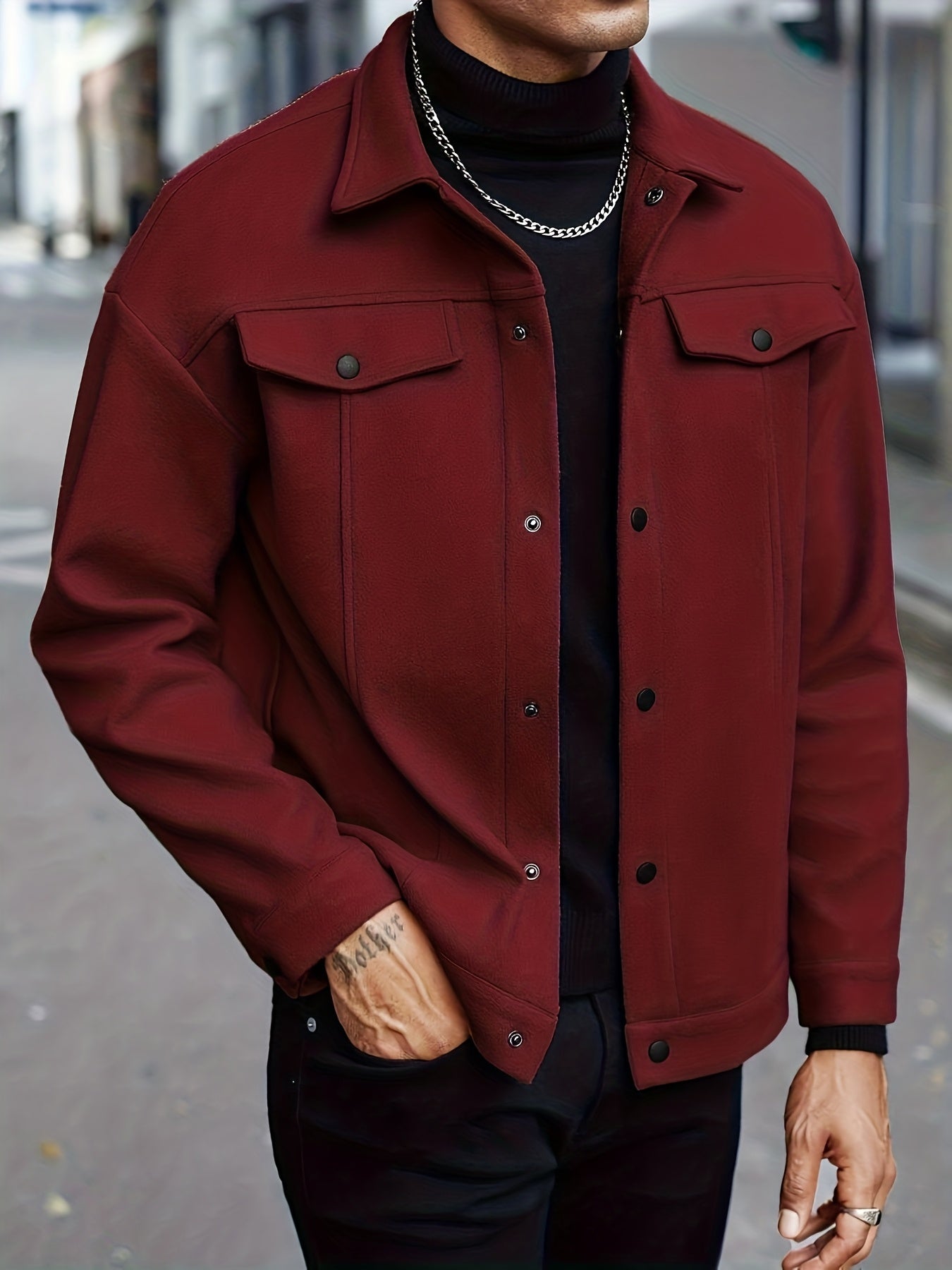 Men's Button Front Jacket Lapel Collar Regular Fit