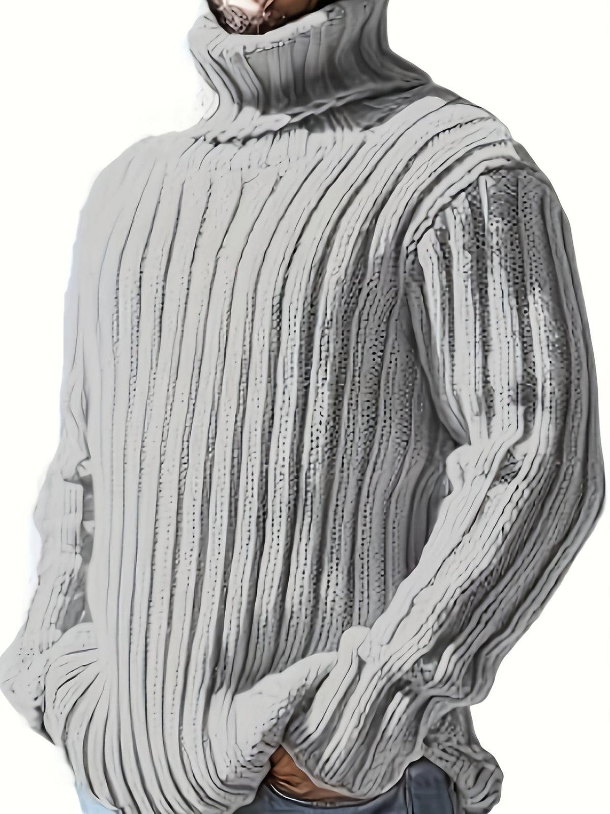 Oswald | Men's Textured Ribbed High-Neck Pullover - image 2