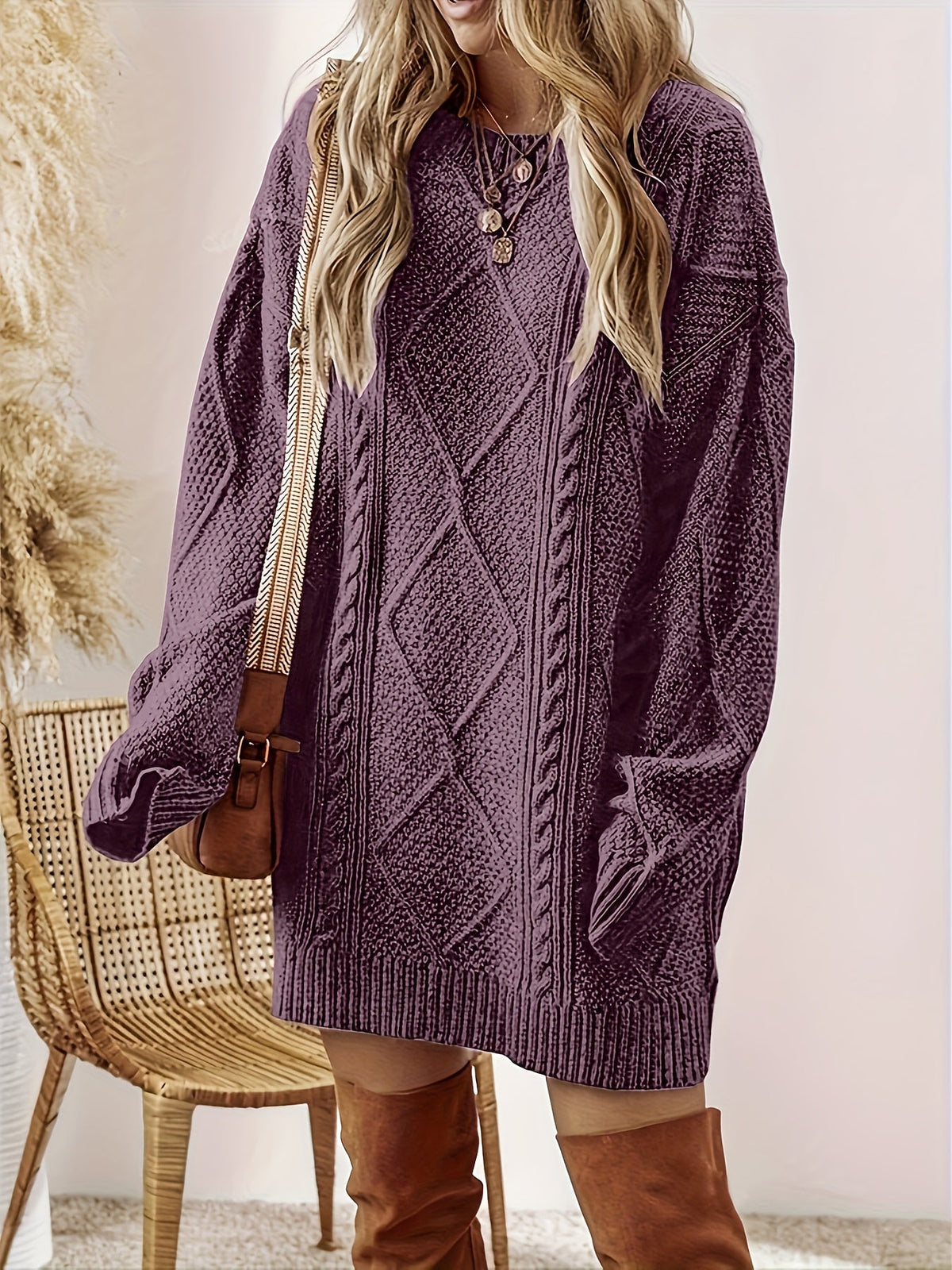 Maribel | Women's Cable-Knit Long-Sleeve Jumper Dress
