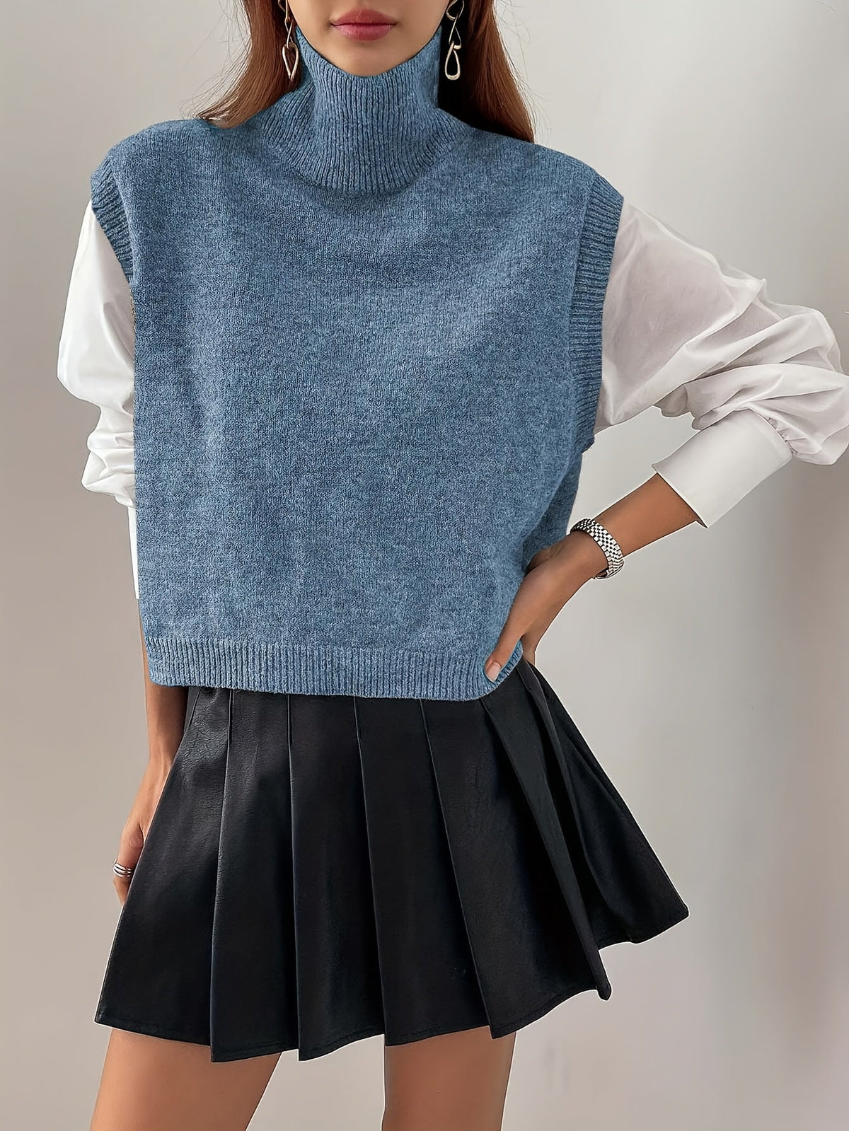 Hannah | Women's High-Neck Sleeveless Sweater Vest