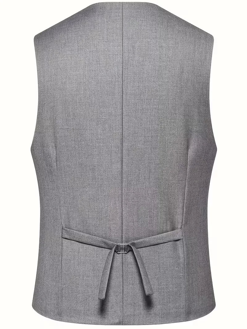Men's Three Piece Suit Woven Fabric Peak Lapel Double Breasted Waistcoat