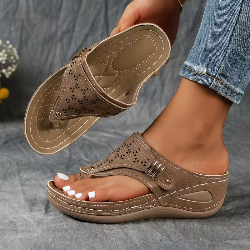 Arch Support Wedge Sandals Women Cushioned Sole Slip On Posture Enhancing