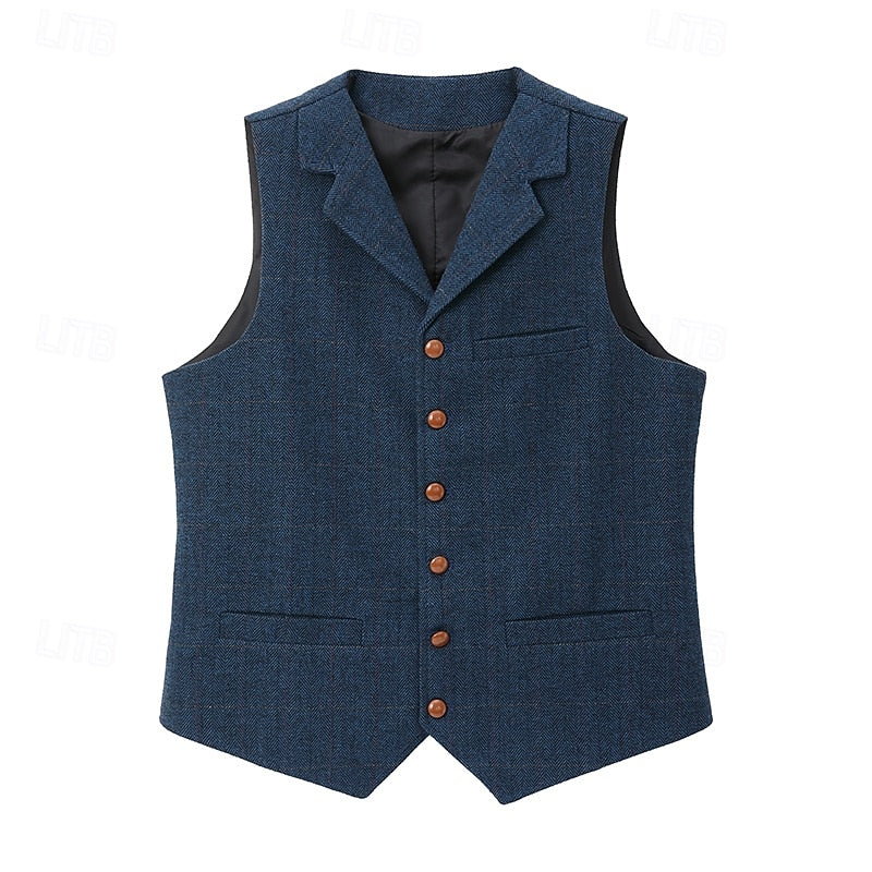 Basil | Men's Tailored Herringbone Button Waistcoat