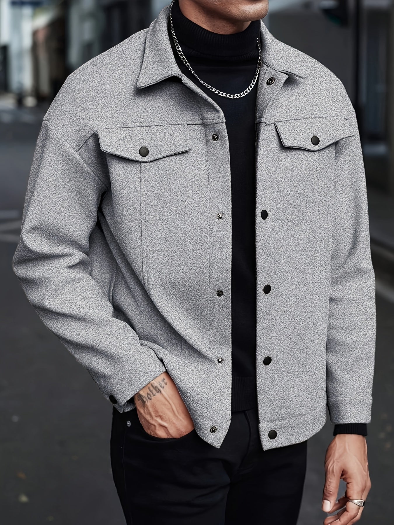 Men's Button Front Jacket Lapel Collar Regular Fit