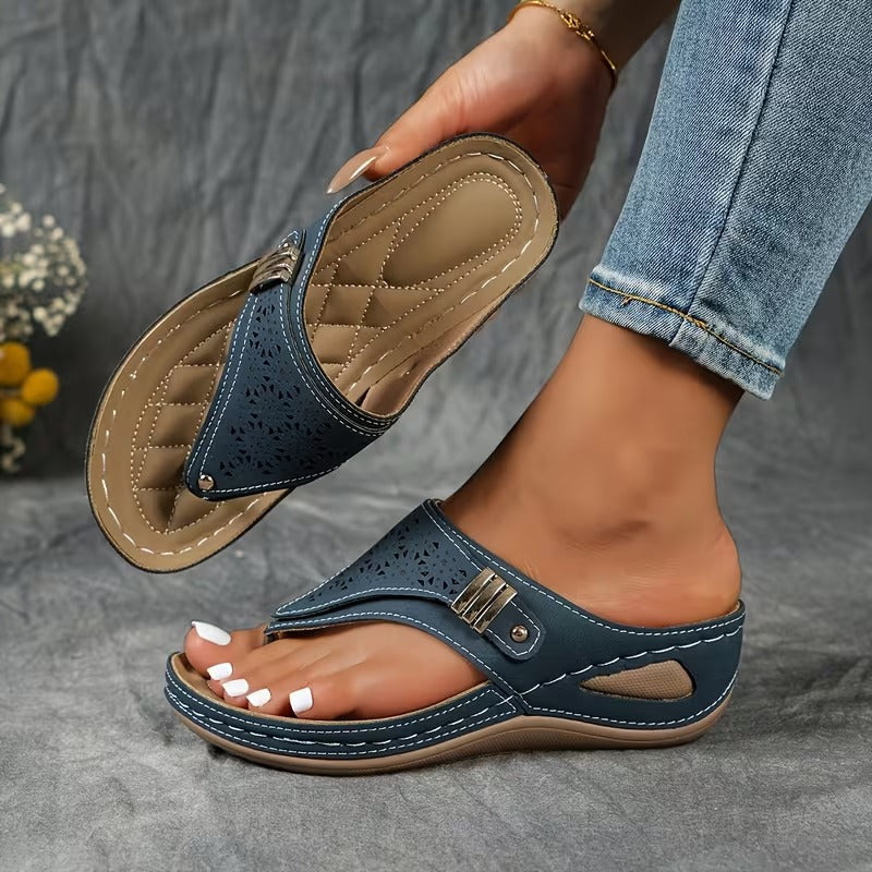 Arch Support Wedge Sandals Women Cushioned Sole Slip On Posture Enhancing