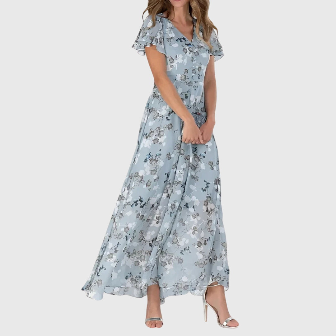Women's Midi Dress Cotton Floral Print Short Sleeve