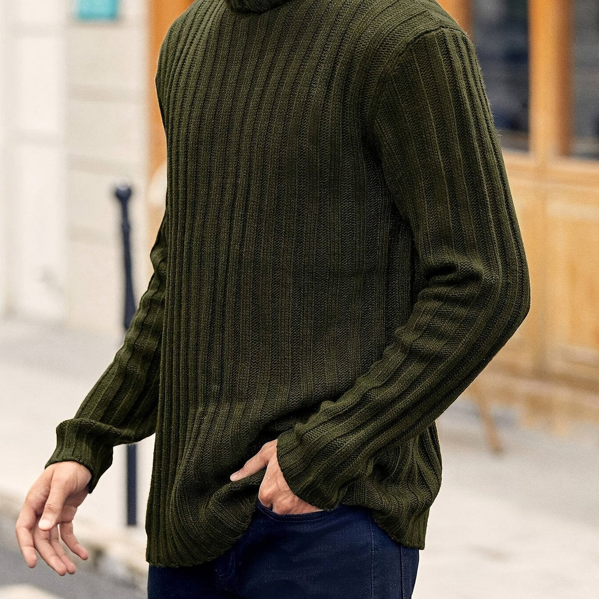 Oswald | Men's Textured Ribbed High-Neck Pullover - image 18