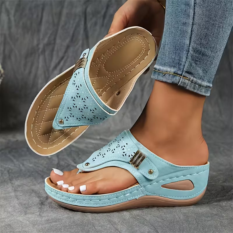 Arch Support Wedge Sandals Women Cushioned Sole Slip On Posture Enhancing