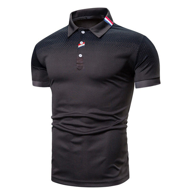 Men's Polo Shirt Stretch Fabric Textured Knit Short Sleeve Slim Fit