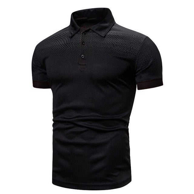 Men's Polo Shirt Stretch Fabric Textured Knit Short Sleeve Slim Fit