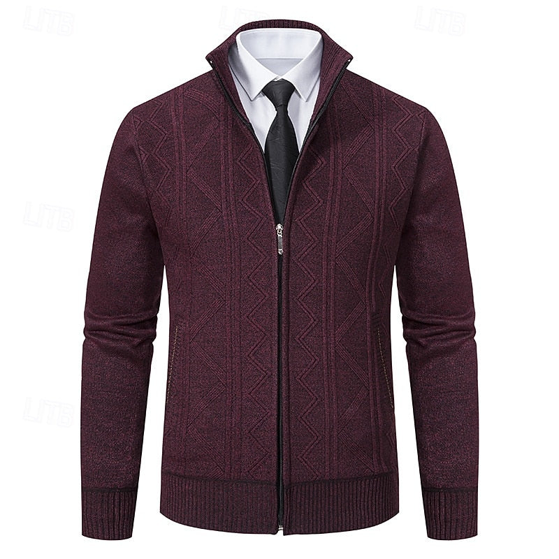 Lucian | Men's Textured Stand-Collar Zip Cardigan