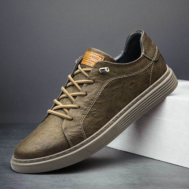 Lennox | Men's Low-Top Casual Trainers with Textured Finish and Contrast Laces