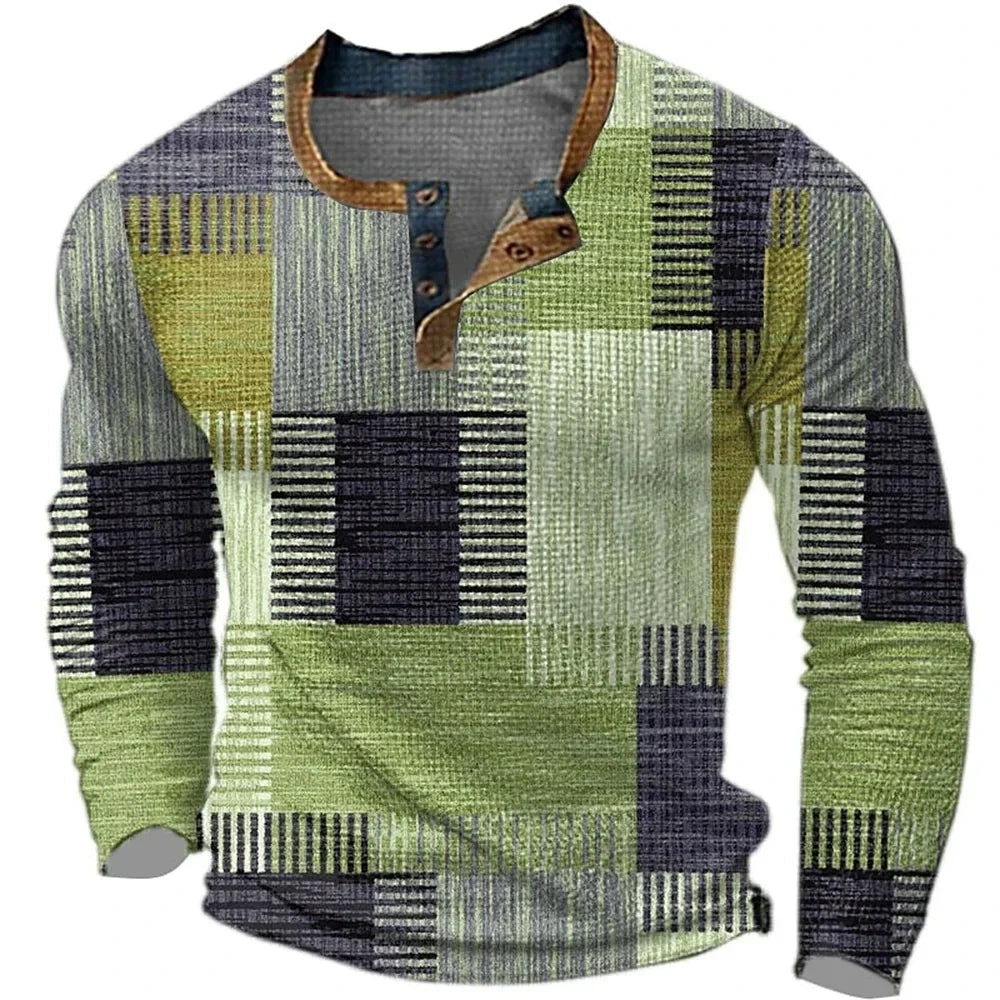 Alwyn | Men's Colourful Long-Sleeve Patchwork Shirt