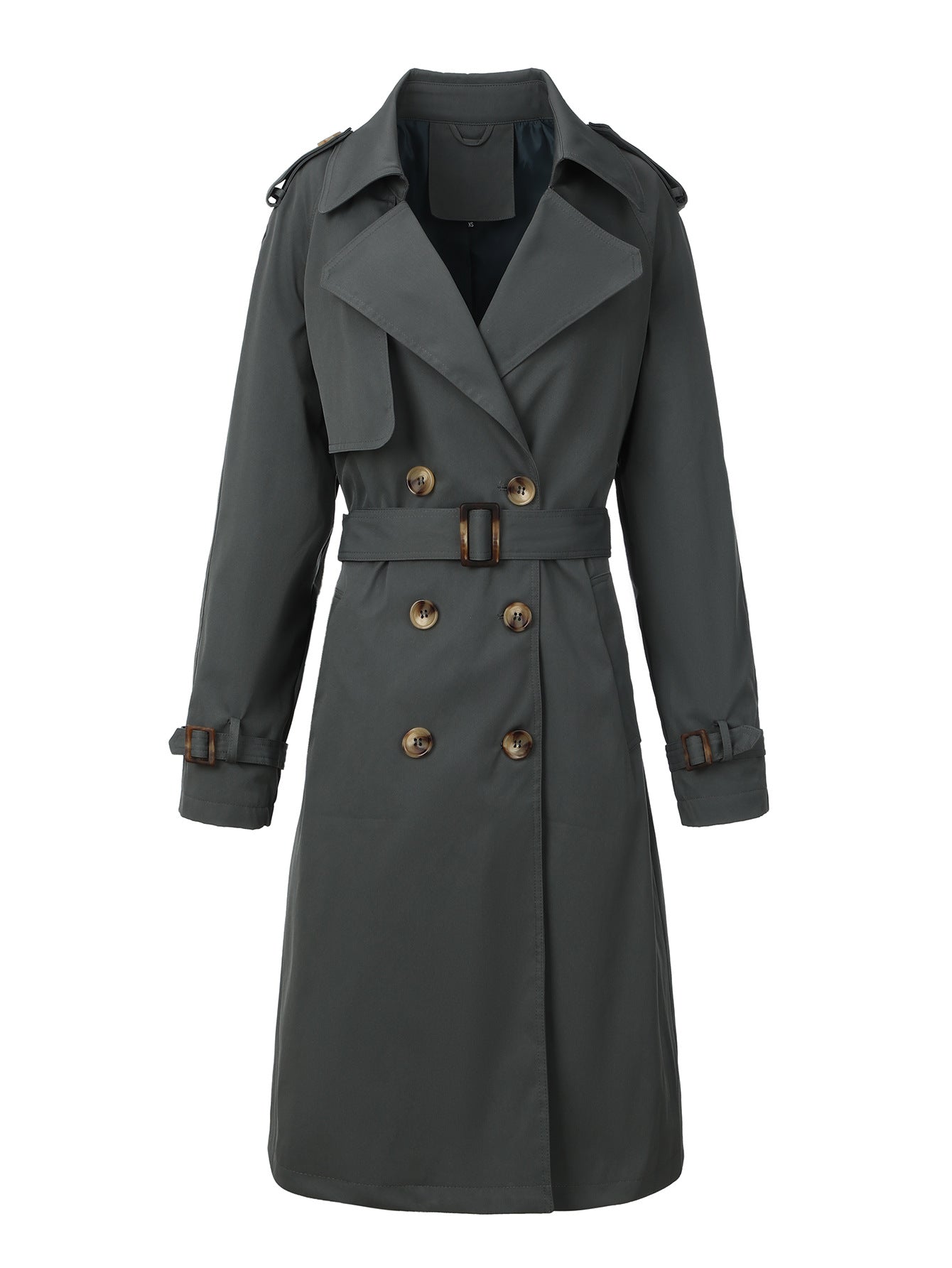 Women's Trench Coat Double Breasted Belted Structured