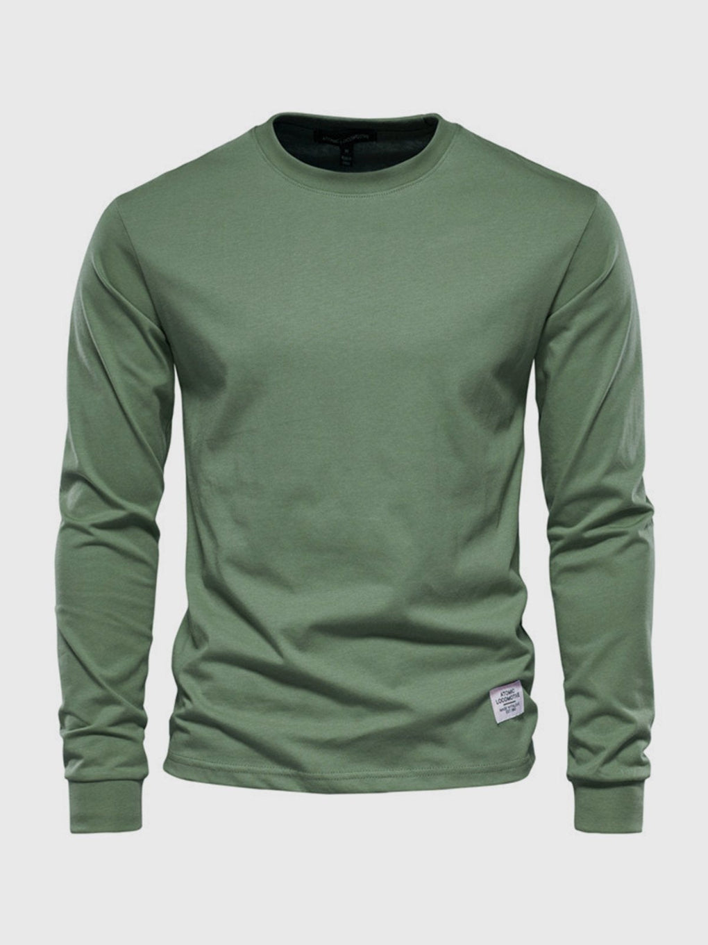 Men's Cotton Crew Neck Long Sleeve Top, Comfortable Fit Layering Basic