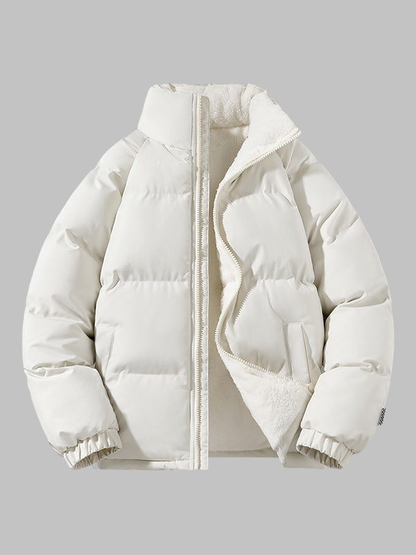 Men's Waterproof Padded Puffer Jacket, Fleece Lined Winter Coat with Borg Collar