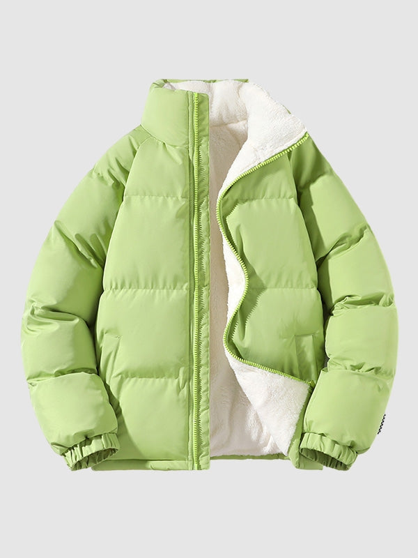 Men's Waterproof Padded Puffer Jacket, Fleece Lined Winter Coat with Borg Collar