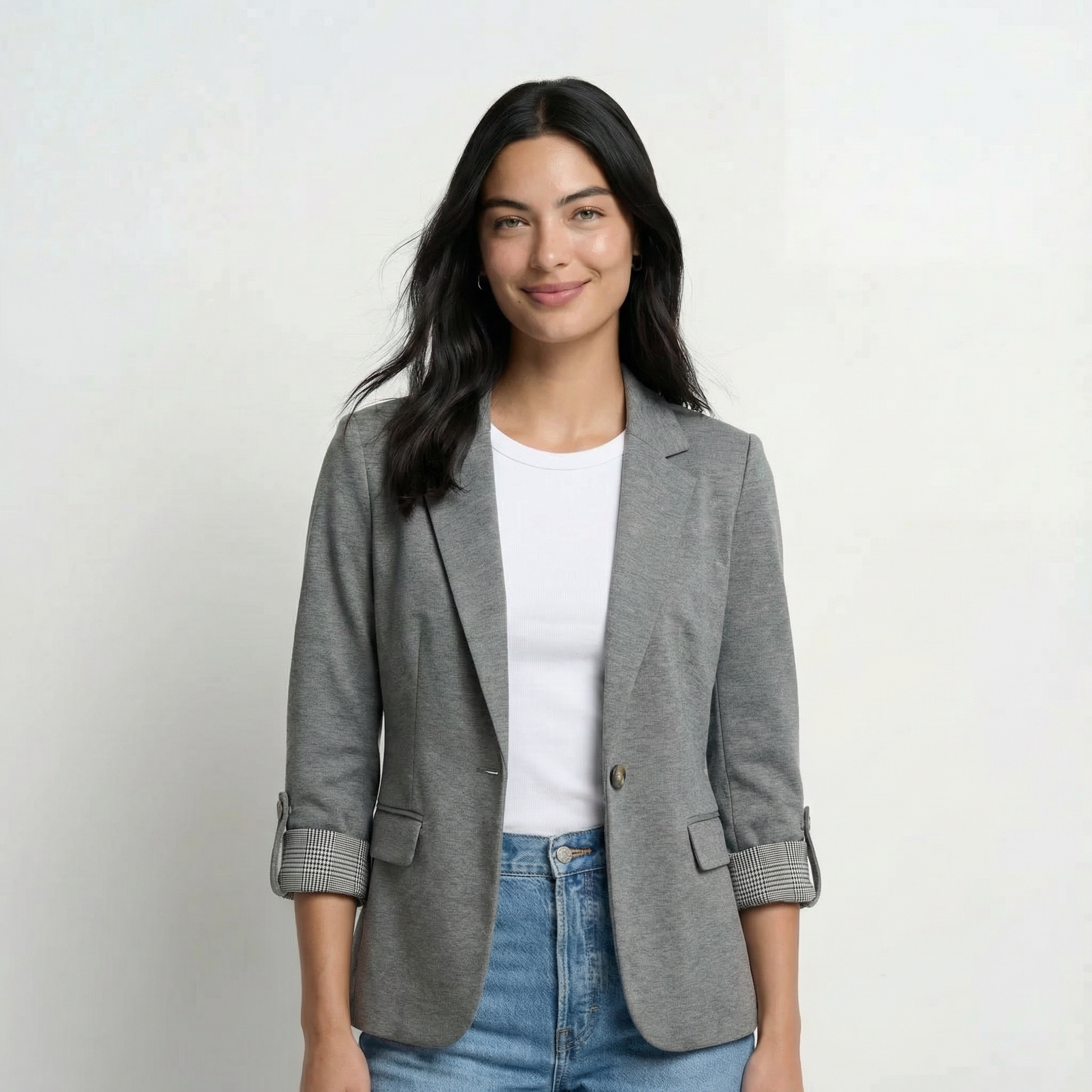Tailored Blazer with Rolled Sleeve Detail