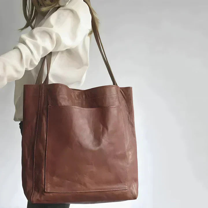 Classic Leather Tote Women Premium Leather Suede Lining Spacious Interior