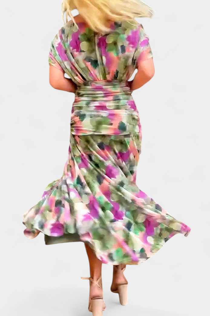 Women's Maxi Dress Chiffon Fabric Off Shoulder Pleated Waist