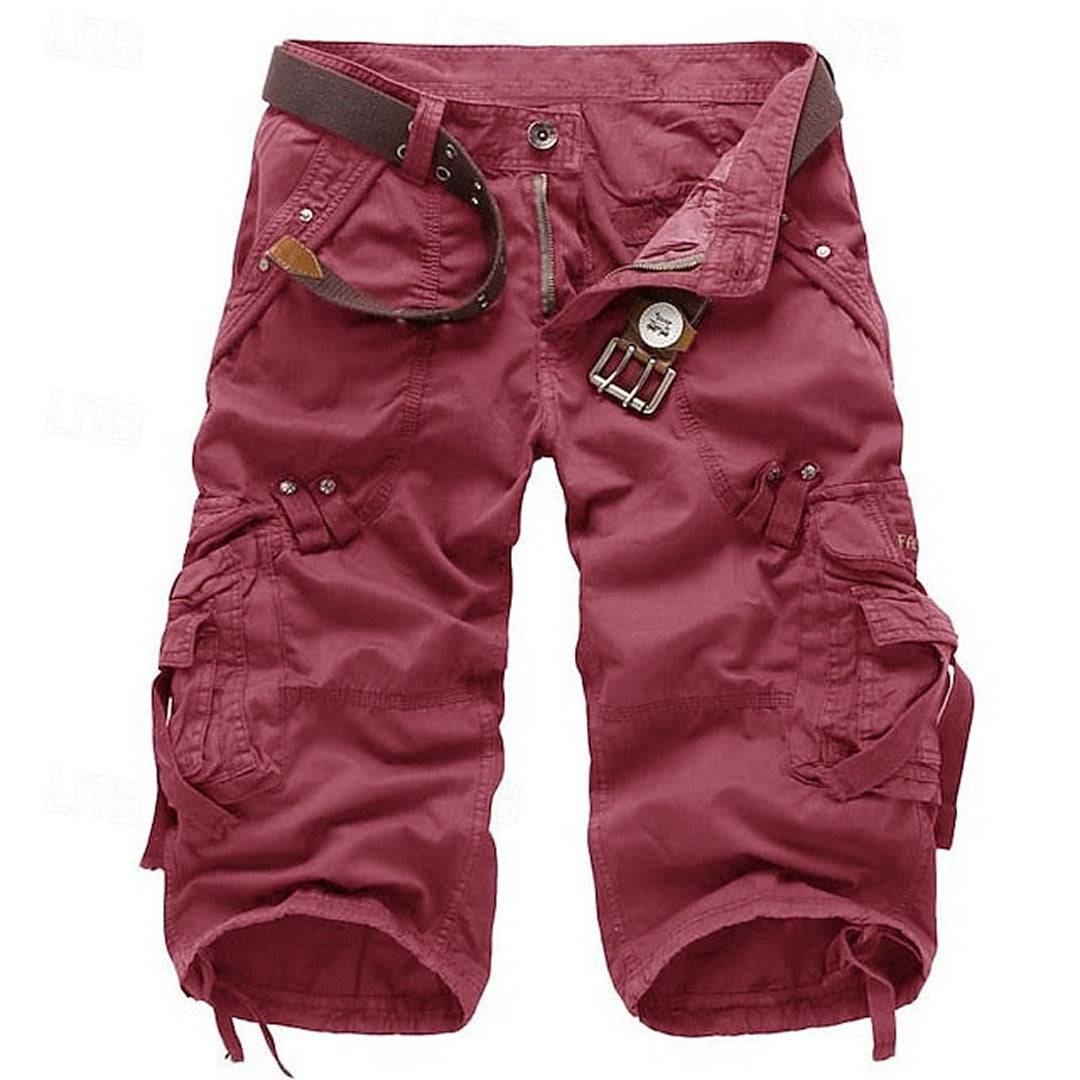 Men's Cargo Shorts Cotton Blend Multi Pocket Flap Closure Utility