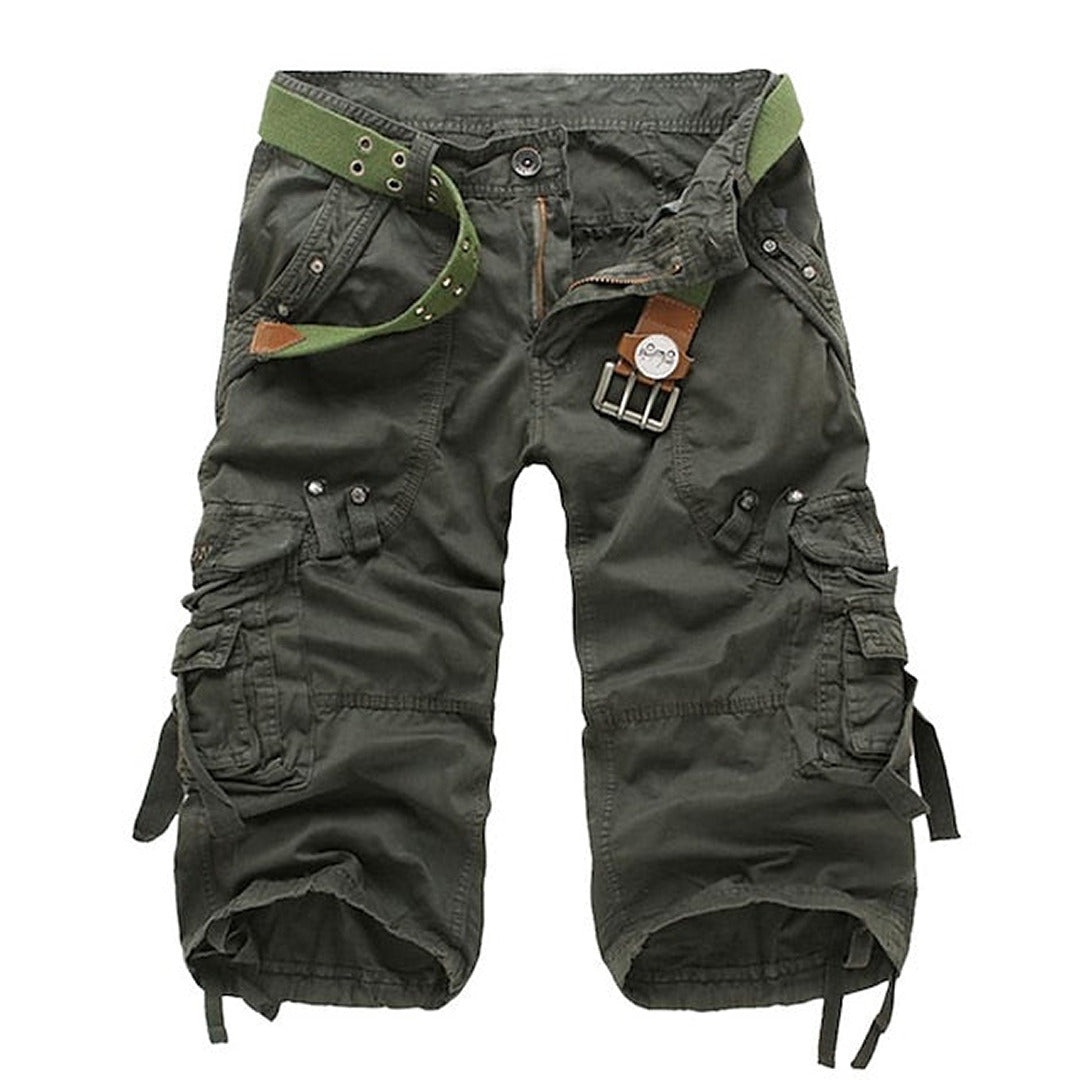 Men's Cargo Shorts Cotton Blend Multi Pocket Flap Closure Utility